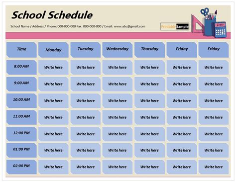 etc schedule